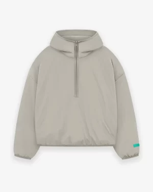 Essentials Nylon Filled Half zip Hoodie – Gray