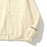 Essentials Reflective Zip-up Oversized Cream Hoodie